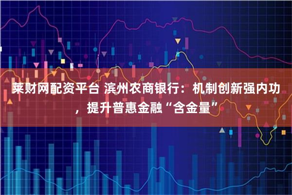 莱财网配资平台 滨州农商银行：机制创新强内功，提升普惠金融“含金量”